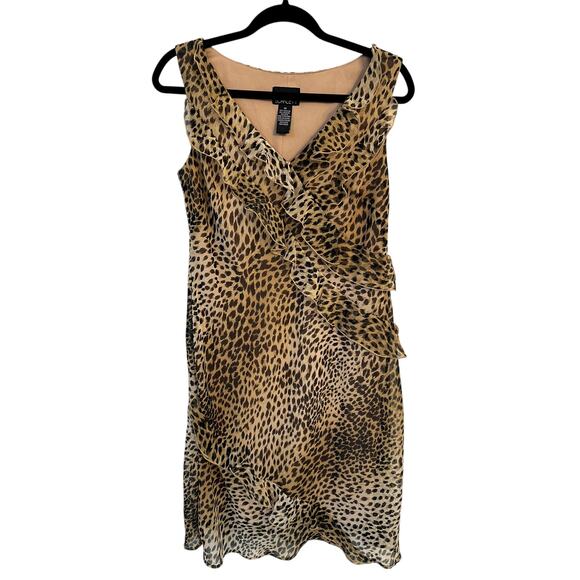 Vintage Scarlett Leopard Print Ruffle Slip Dress – Size 10 - Picture 1 of 2